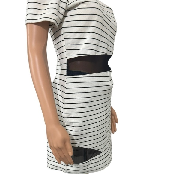 Gianni Bini Mesh One Shoulder Striped Mini Dress - Picture 6 of 13